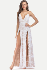 Sequin Slit Glitter Maxi Evening Party Dress - Dress In Beauty
