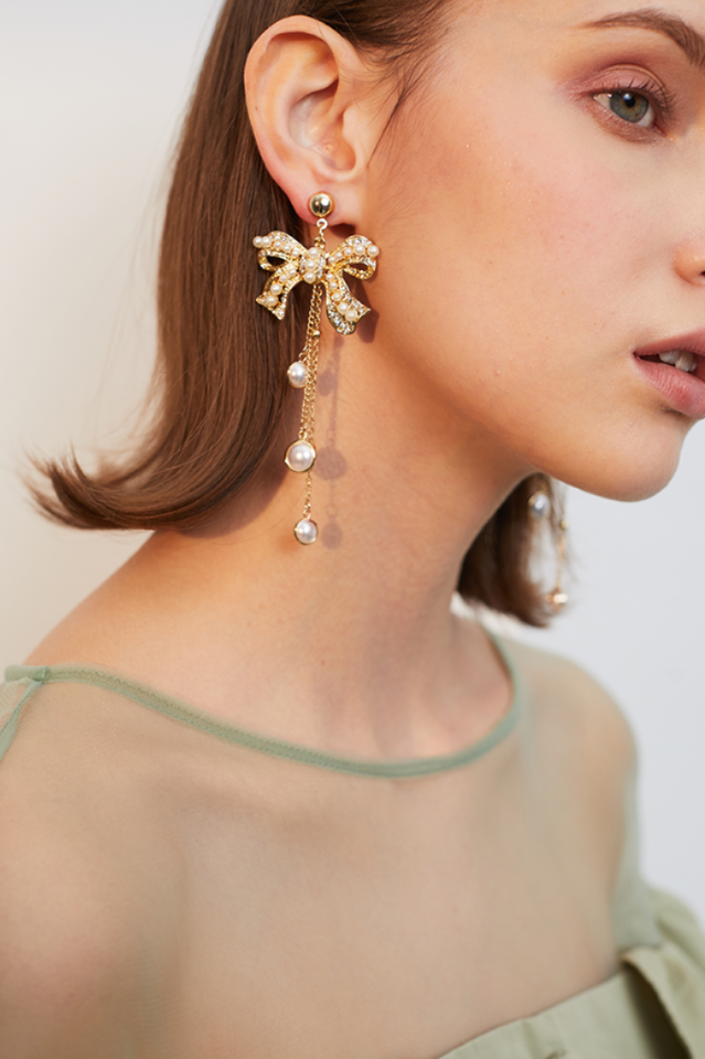 Bow Shape Drop Earrings - Dress In Beauty