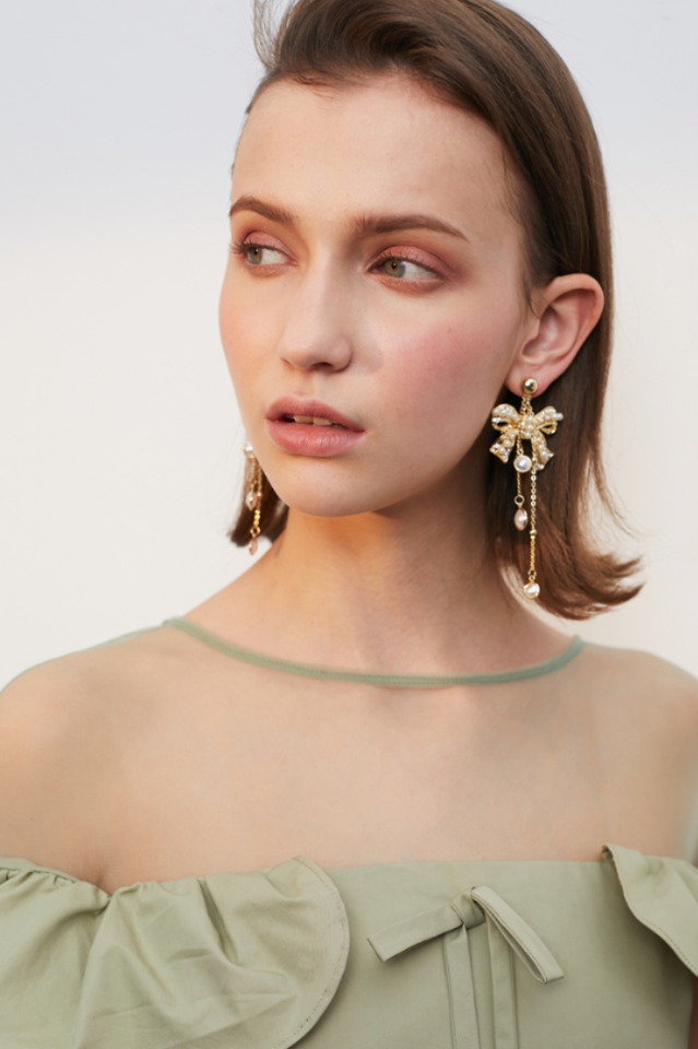 Bow Shape Drop Earrings - Dress In Beauty