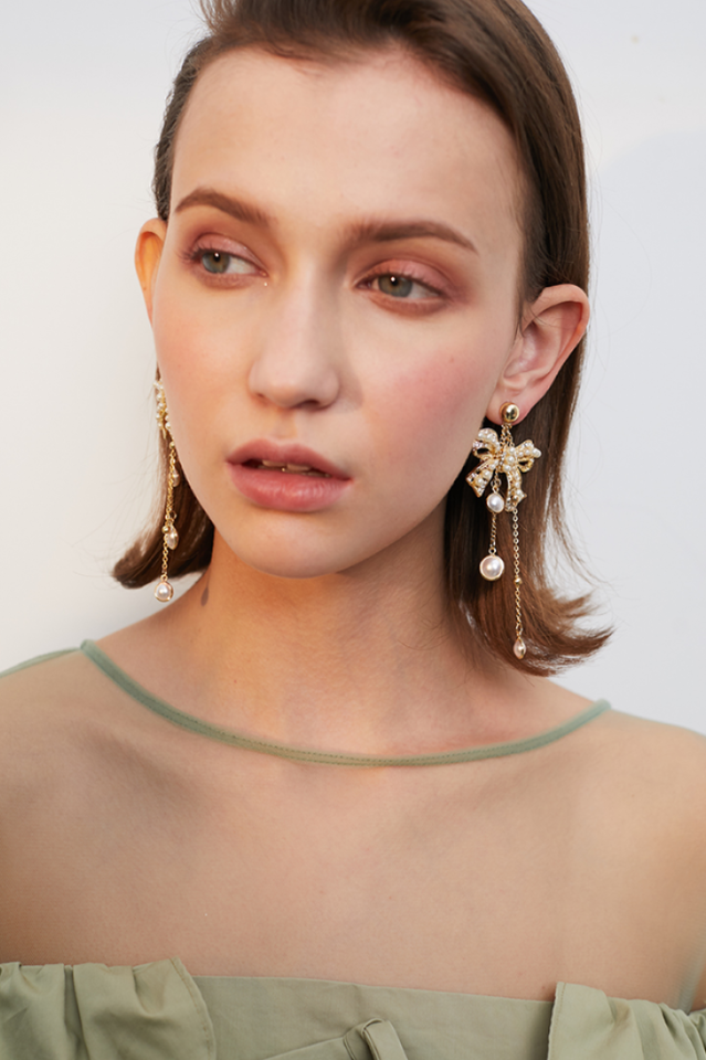 Bow Shape Drop Earrings - Dress In Beauty