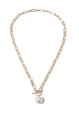 Faux Pearl Pendant Chain Necklace - Dress In Beauty