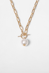 Faux Pearl Pendant Chain Necklace - Dress In Beauty