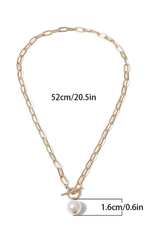 Faux Pearl Pendant Chain Necklace - Dress In Beauty