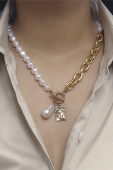 Gothic Baroque Pearl Angel Pendant Choker Necklace - Dress In Beauty