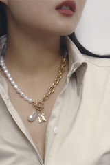 Gothic Baroque Pearl Angel Pendant Choker Necklace - Dress In Beauty