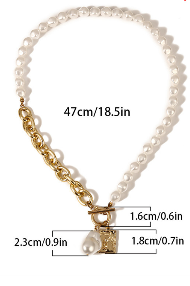 Gothic Baroque Pearl Angel Pendant Choker Necklace - Dress In Beauty