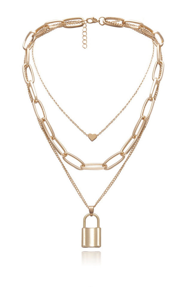 Lock Pendant Link Chain Necklace - Dress In Beauty