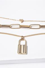 Lock Pendant Link Chain Necklace - Dress In Beauty