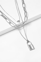 Lock Pendant Link Chain Necklace - Dress In Beauty