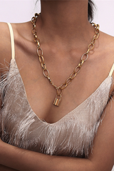Lock Pendant Link Chain Necklace - Dress In Beauty
