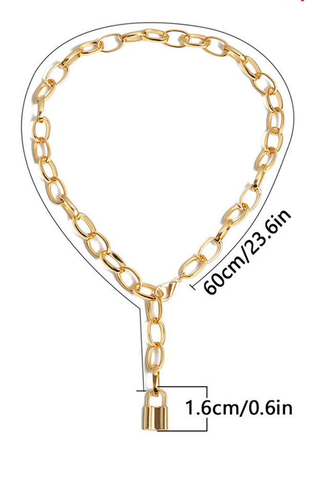 Lock Pendant Link Chain Necklace - Dress In Beauty