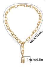 Lock Pendant Link Chain Necklace - Dress In Beauty