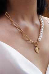 Gothic Baroque Pearl Angel Pendant Choker Necklace - Dress In Beauty