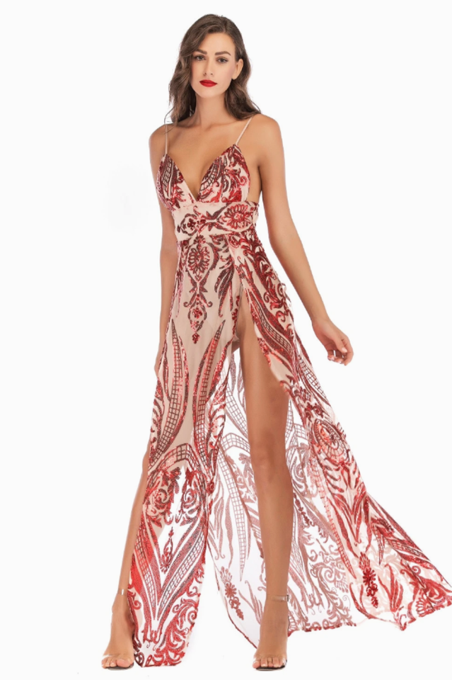 Sequins Party Elegant Maxi Sheath Dress - Dress In Beauty