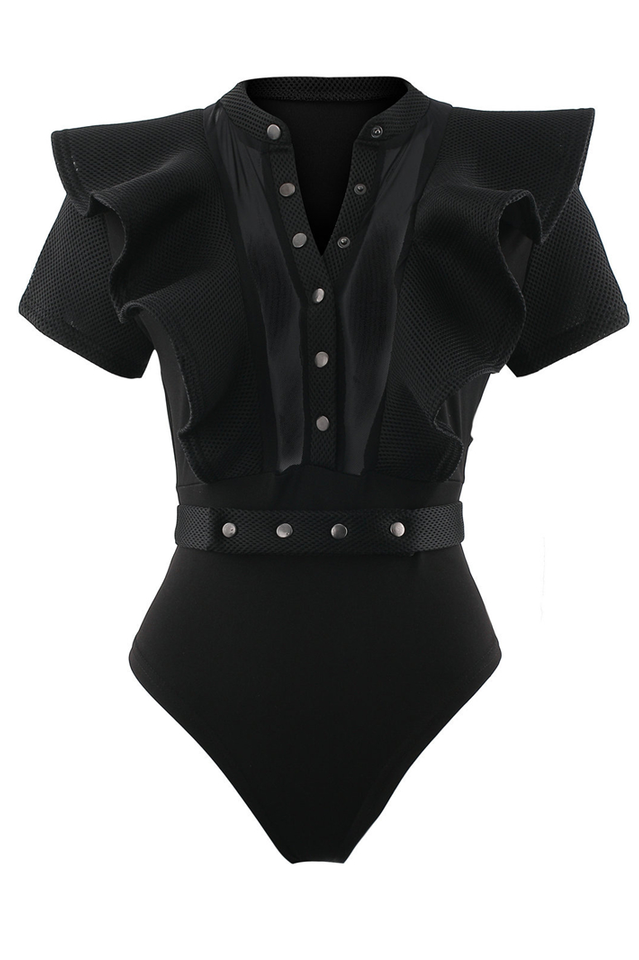 Goth Sissy Party Ruffle Bodysuit - Dress In Beauty
