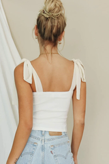 Lace Up White Tank Top - Dress In Beauty