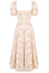Floral Puff Sleeve Boho Midi Dress - Dress In Beauty