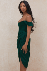 Satin Off Shoulder Dress - Dress In Beauty