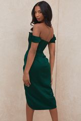 Satin Off Shoulder Dress - Dress In Beauty