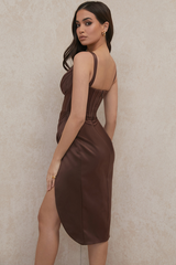 Satin Corset Midi Dress - Dress In Beauty