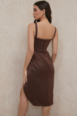 Satin Corset Midi Dress - Dress In Beauty