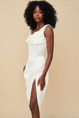Asymmetric Drape Midi Corset Dress - Dress In Beauty