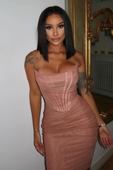 Mesh Strapless Corset Dress - Dress In Beauty