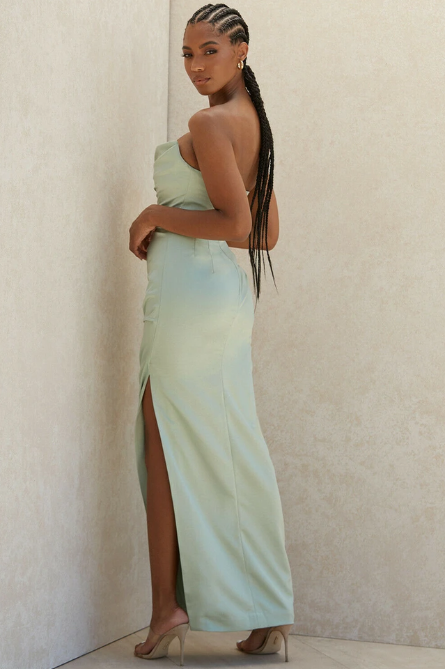 Satin Strapless Corset Maxi Dress - Dress In Beauty