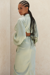 Silky Satin Draped Top+Skirt Sets - Dress In Beauty