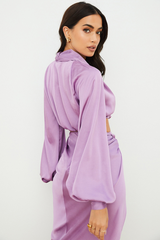 Silky Satin Draped Top+Skirt Sets - Dress In Beauty