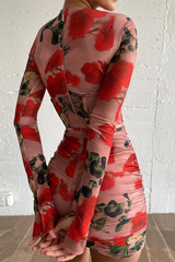Rose Print Corset Mini Dress - Dress In Beauty