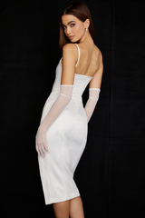 Satin Pleated Corset Midi Dress - Dress In Beauty