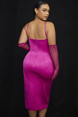 Satin Pleated Corset Midi Dress - Dress In Beauty