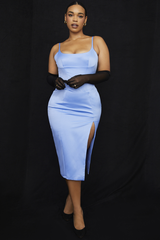 Satin Pleated Corset Midi Dress - Dress In Beauty