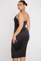 Satin Pleated Corset Midi Dress - Dress In Beauty