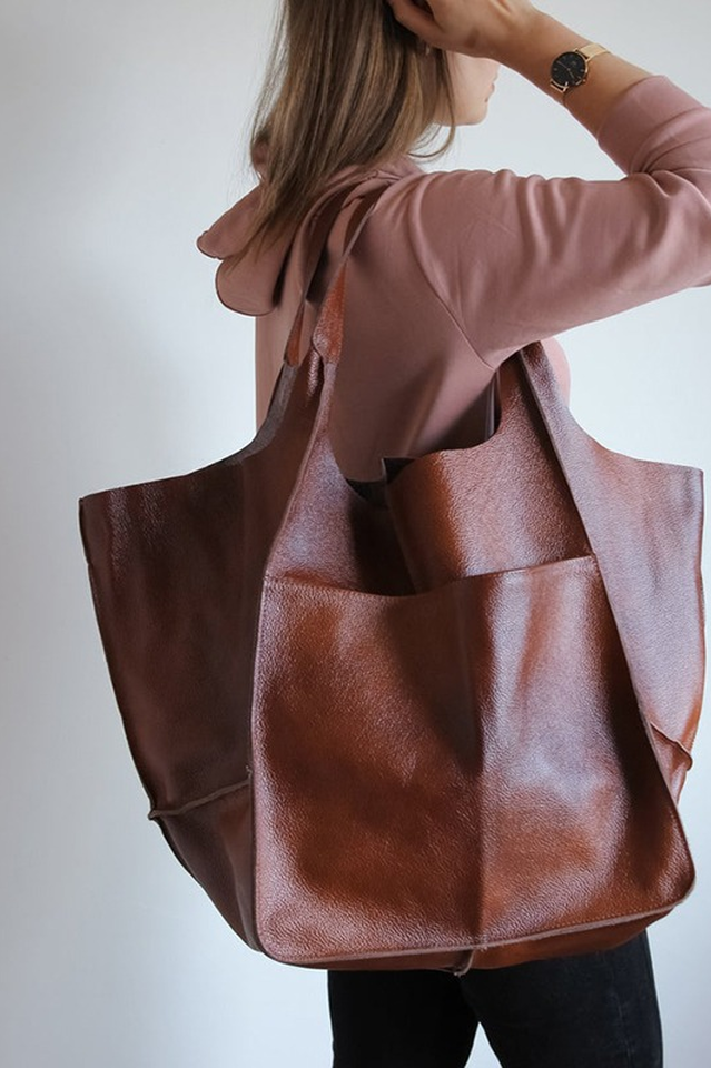 Large Leather Shopping Bag | Dress In Beauty