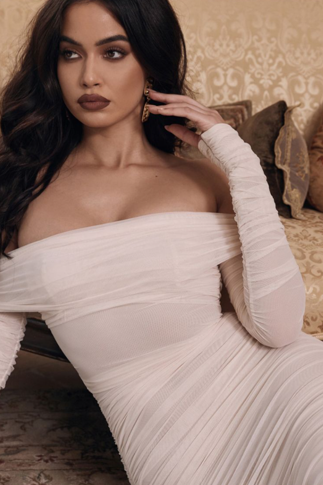 Ruched Off Shoulder Midi Dress | Dress In Beauty