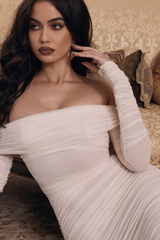Ruched Off Shoulder Midi Dress | Dress In Beauty