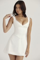 White Pin Pleated Mini Dress | Dress In Beauty