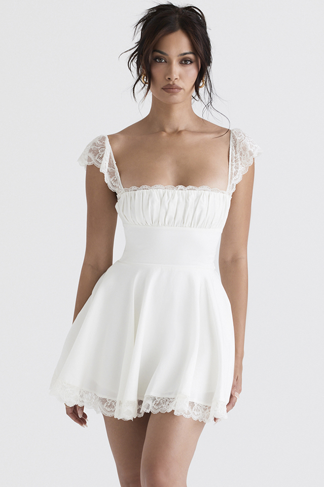 White a top line mini dress