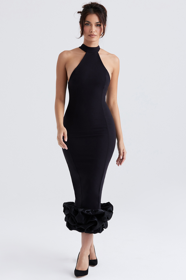 Black Peplum Midi Dress | Dress In Beauty Black Peplum Midi Dress | Dress In Beauty