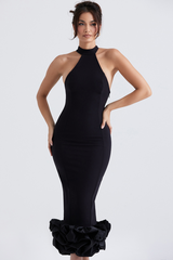 Black Peplum Midi Dress | Dress In Beauty