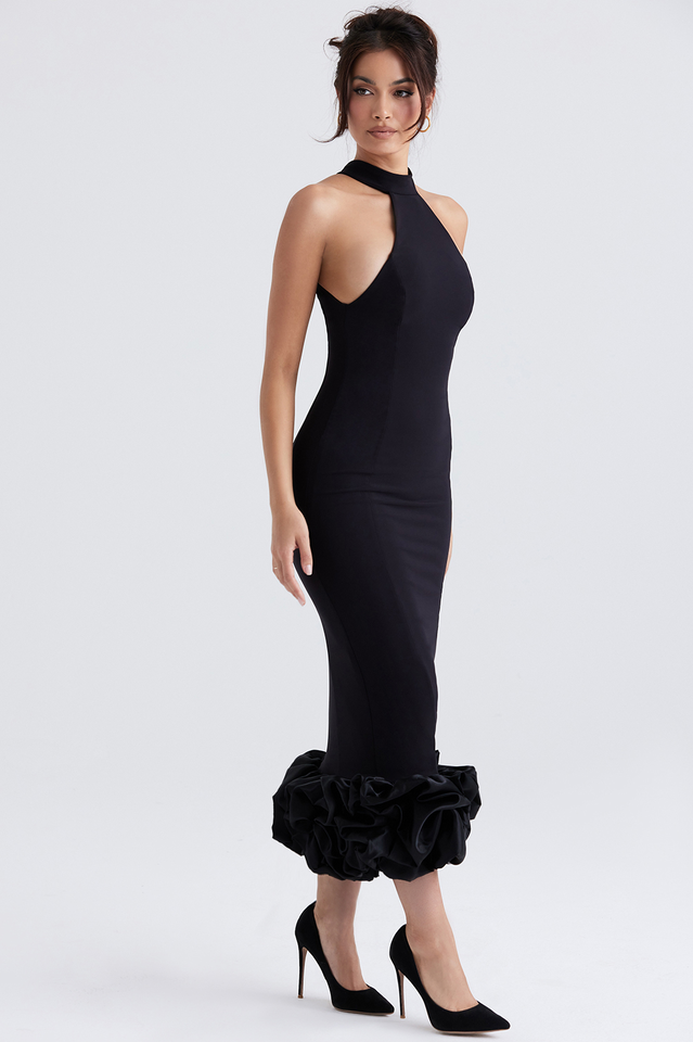 Black Peplum Midi Dress | Dress In Beauty