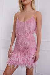 Yvonne Sequin Feather Cocktail Dress | Dress In Beauty