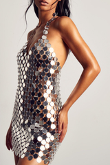 Mirrored Disc Chain Halter Mini Dress | Dress In Beauty