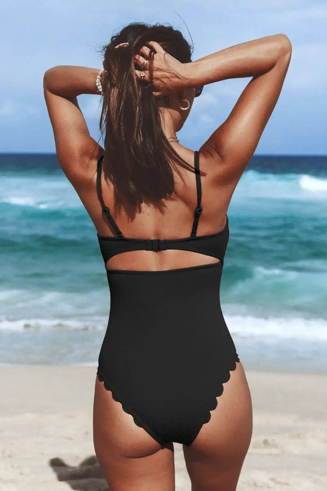 Knotted Scalloped One Piece Swimsuit | Dress In Beauty