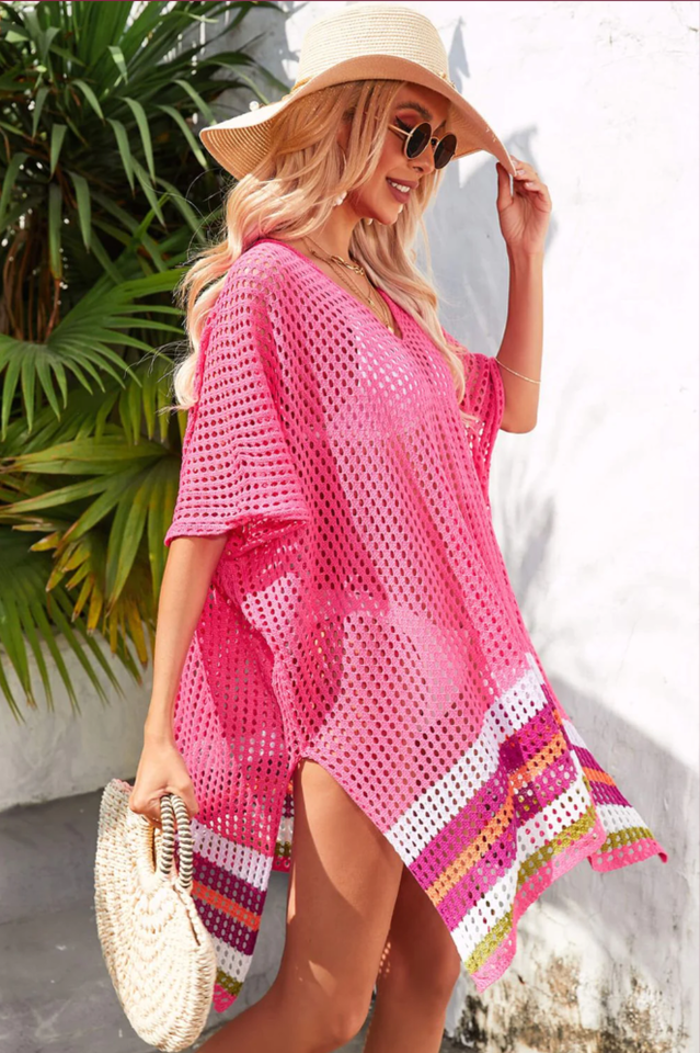 Rainbow Stripe Openwork Slit Cover Up | Dress In Beauty