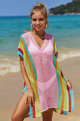 Rainbow Colorblock Crochet Cover Up | Dress In Beauty