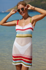 Rainbow Stripe Openwork Sleeveless Cover-Up Dress | Dress In Beauty