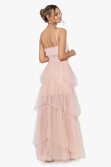 Jasmine Long Spaghetti Strap Mesh Corset Gown | Dress In Beauty